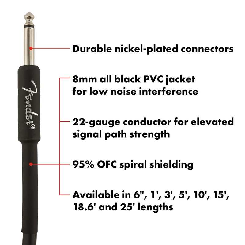 Fender シールドケーブル Professional Series Instrument Cable, Straight-Angle, 10', Black