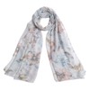 Elegant Viscose Artistic Floral Print Fashion Scarf Wrap, Grey