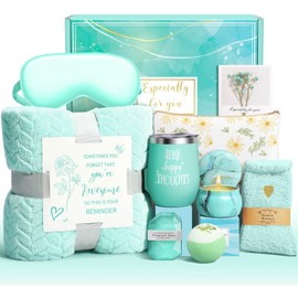 Happy Birthday Gifts for Women Self Care Gifts, Ocean Relaxing Spa Gifts Basket Care Package Get Well Soon Gifts with Luxury Blanket, Unique Gifts for Her Mom Friend Sister Wife