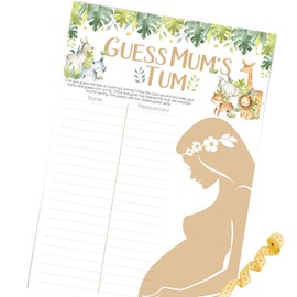 Pink Bee Parties Guess Mums Tum Game in Safari Theme for Baby Showers - Up to 20 Players
