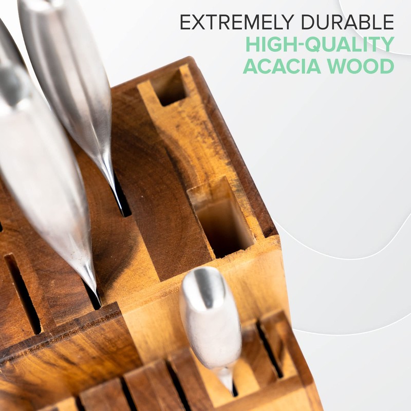 Coninx Acacia Wood Kitchen Knife Block - 15 Slots Knife