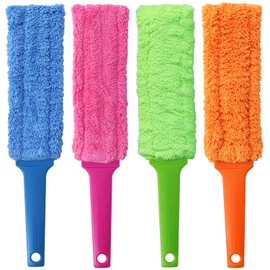 4 Pack 15 inch Reuseable Microfiber Feather Duster, Blind Duster, Gap Duster, Removable and Washable Head, Cleaning Tool for Window, Blind, Car, Wall, Dead Corner Gap, Furniture, Sofa, Screen