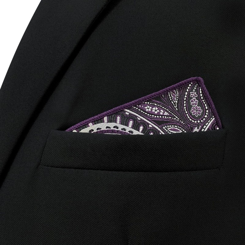 [S&W SHLAX&WING] Men's Dark Purple White Black Color Edge Paisley