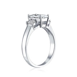 Bling Jewelry Sterling Silver 1.5 ct Emerald Cut CZ Three Stone Engagement Ring MORE SIZES - 6