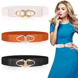 skytowards Women's Elastic Waist Belt Women's Belt Stretch Belt Waist Belt with Metal Buckle Leather Belt Tie Belt Dress Belt for Dress, a