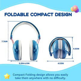 Dison Noise Cancelling Headphones for Kids, Kids Ear Protection NRR 26dB Noise Reduction Ear Muffs for Concerts, Fireworks, Shooting Blue