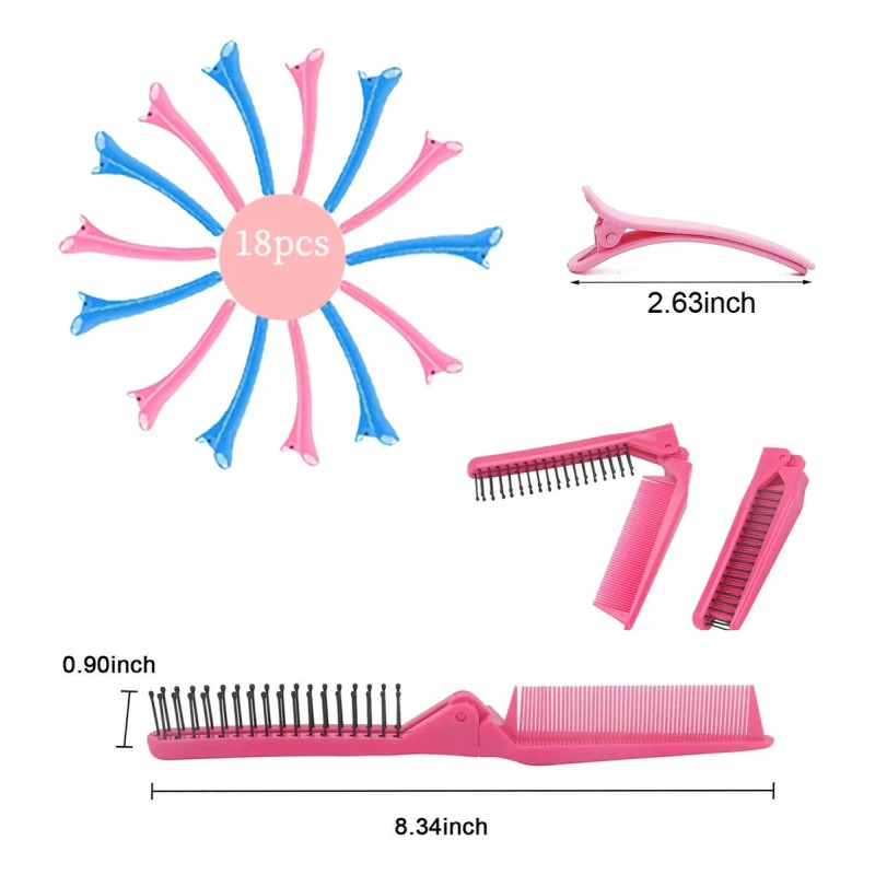 Set De Tubos Abrazadera Plstica Para Hacer Rizos 55pcs