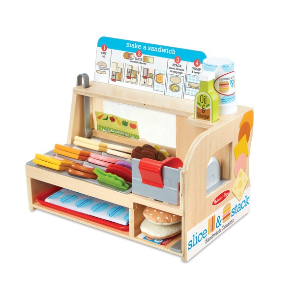 Melissa & Doug Wooden Slice & Stack Sandwich Counter with