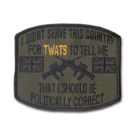 Politically Correct - UK Veteran - 4 1/4” X 3 1/2" Embroidered Patch Wax Backed
