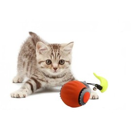 ZYKORNIUM Interactive Cat Toy Ball - Automatic Rolling Rechargeable Cat Toy, Chasing Ball for Indoor Cats & Kittens, Feather Tail, Self-Moving Cat Toy, Fast & Slow Speed (Orange)