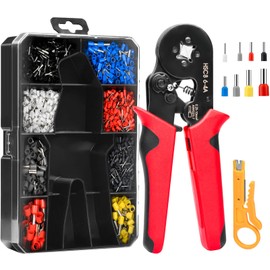 SHUNNBUY Ferrule Crimping Tool Kit, 0.25-10mm² Self Adjustable Ratchet Crimping Tool Kit with 1200pcs Wire Terminals