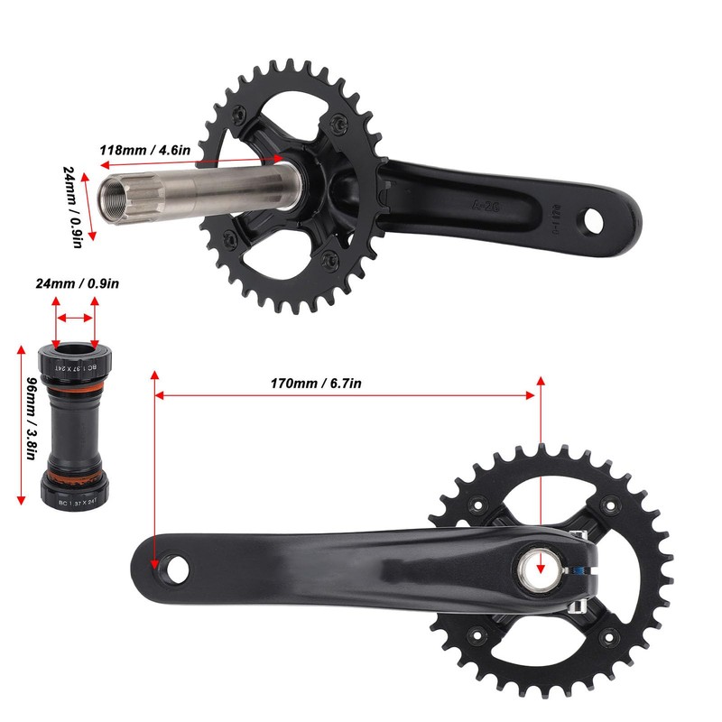 Chainring Set Crankset 34T Aluminum Alloy High Strength Light with