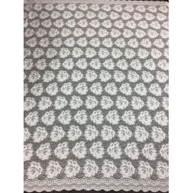 Flower Scallop Lace Non-Stretch Polyester Fabric (Off White)