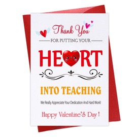 PETCEE Teacher Valentines Day Card - Happy Valentine's Day Cards for Teachers Thank You Teacher Valentines Gifts Card with Envelopes Valentines Greeting Cards to My Teacher Cute Teacher Valentine Card