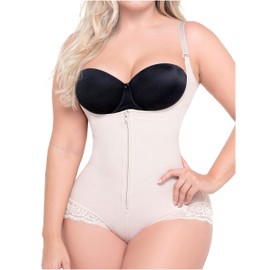 Sonryse Fajas Colombianas Reductoras y Moldeadoras Levanta Cola Posparto Stage 2 Post Surgery Shapewear Bodysuit Beige 2XS/28
