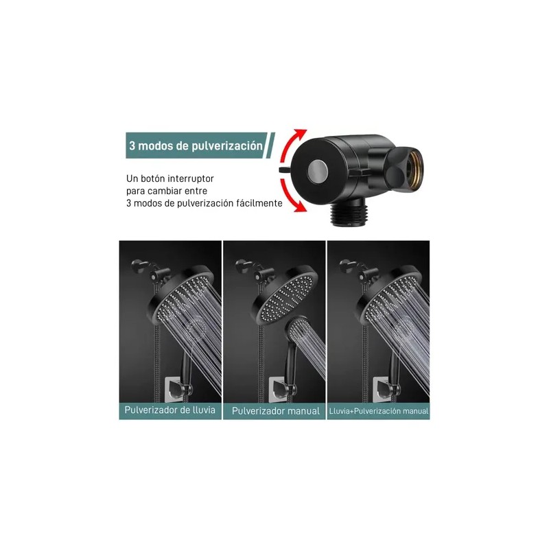 Regadera Telefono Cabezal De Ducha Redonda Baño Kit Con Ducha