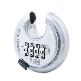 FJM Security SX-790 4-Dial Combination Disc Padlock, Chrome - 4 Pack