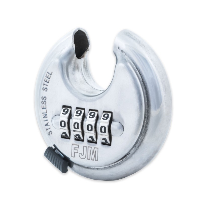 FJM Security SX-790 4-Dial Combination Disc Padlock, Chrome - 4