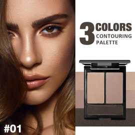 Matte Shimmer Highlight Bronzer Powder Palette with Mirror for Face Cheek Contour Brightening,Buildable Coverage Natural Makeup,Ultra Sculpt Nose Shadow (Matte nude brown dark with mirror)