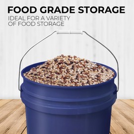 EconoHome 5-Gallon Dark Blue Bucket Pail Container Without Lid | Metal Handles with Plastic Grip for Easy Carrying | Easy Stack | Heavy-Duty Extra Durable | Food Grade | BPA Free - 2 Pack