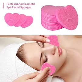 Esponjas faciales comprimidas (50 unidades), 100% celulosa natural, profesionales para limpieza facial, mascarillas exfoliantes y desmaquillaje, ideales para viajes y hogar, color rosa.