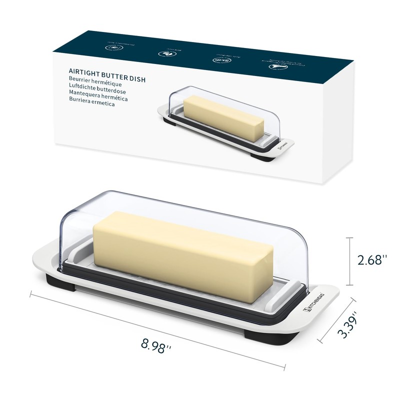 KITCHENDAO Airtight Butter Dish with Lid for Countertop and Refrigerator