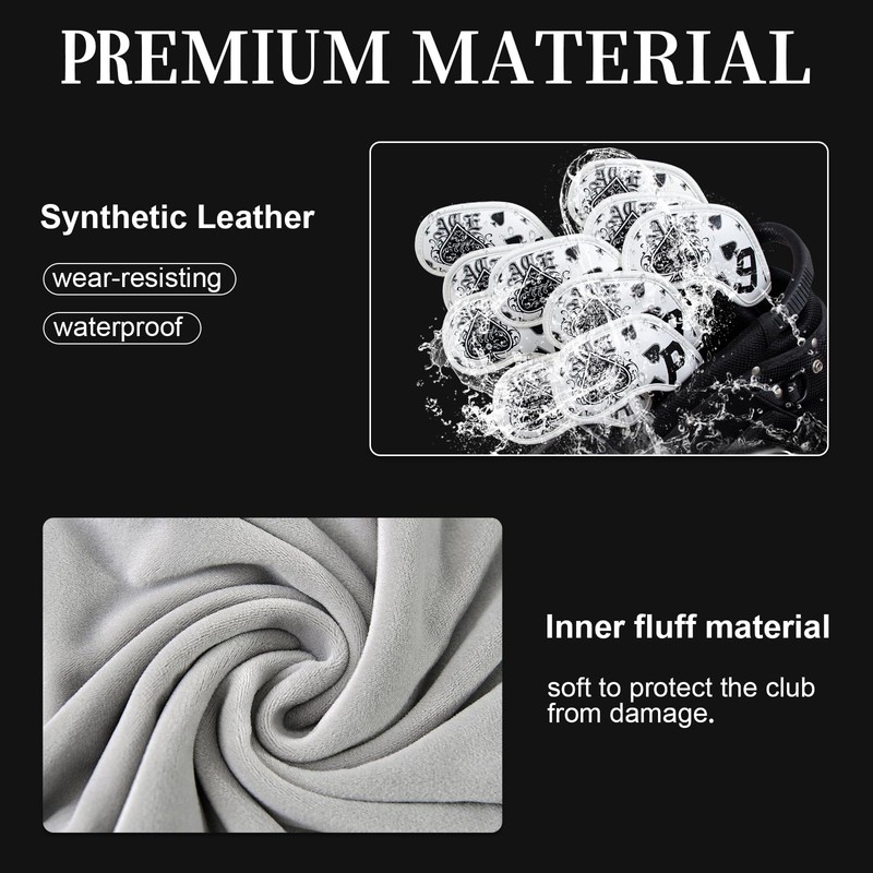 Golf Iron Club Head Covers Magnetic 10pcs 4-9,P,A,S,L Right Hand