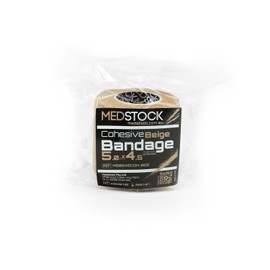MEDSTOCK Cohesive Bandage, 5CM X 4.5M Stretched, Beige - 12 Rolls, Wound Care, Hypoallergenic, Breathable Elastic Self Adherent Wrap for People & Pets, Supports Injured Joints and Muscles
