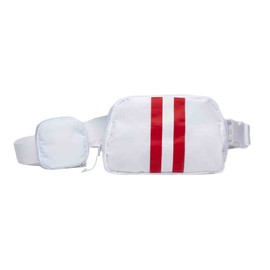 WanderFull Original Crossbody HydroBeltbag | Fanny Pack with Removable Water Bottle Holder | Adjustable Waist Bag for Carrying Your Purse, Phone, Accessories w/Tumbler Holder (Red/White Stripe)