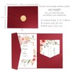 20 PCS Burgundy Tri-fold Laser Cut Wedding Invitation Pockets for