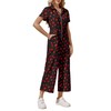Zwurew Valentine's Day Women's Short Sleeve Jumpsuits Love Heart Graphic