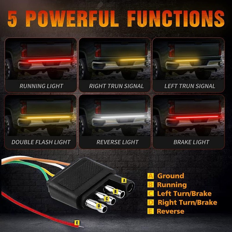 Nanpoku Tailgate Light Bar 60 Inch Triple Row Tail Light