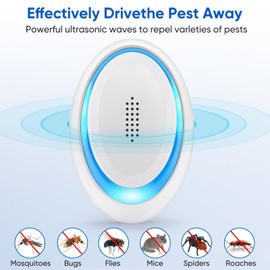 2025 Upgraded Ultrasonic Pest Repeller Indoor Ultrasonic Repellent, Mouse Repellent for Roach, Rodent, Mouse, Mosquito, Mice, Spider, Ant, Bugs Electronic Plug-in Pest Control 6 Pack (Bright White)