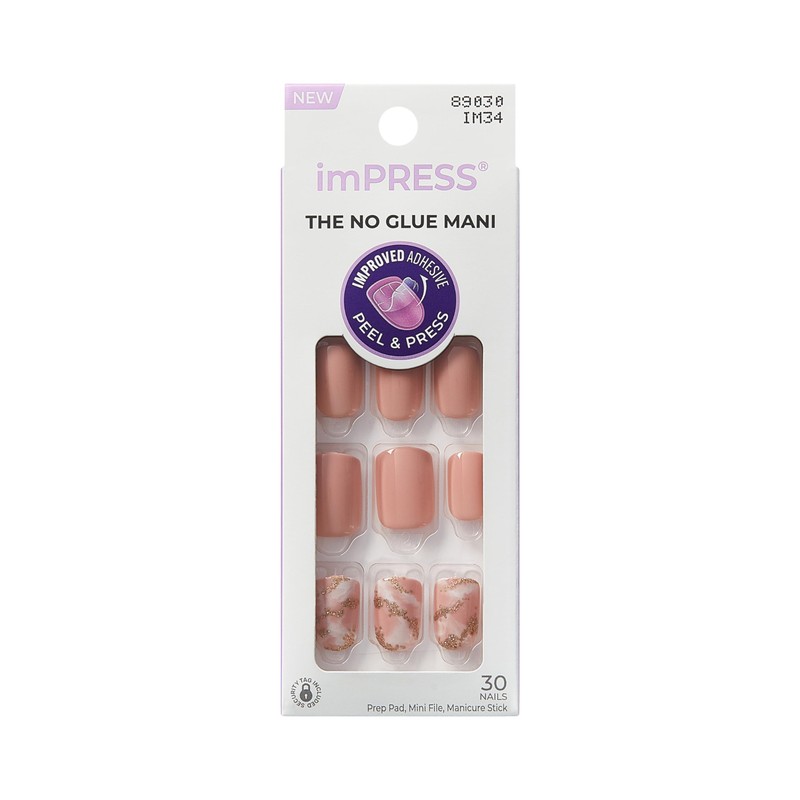 KISS imPRESS Press-On Manicure Fake Nails â€“ Kingdom, Short, Square,