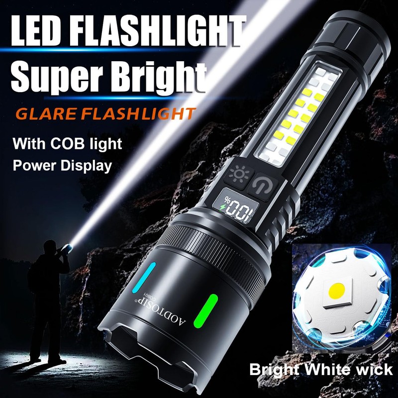 AODTOSIP 3 Pack 100,000LM High Lumens COB LED Flashlights,Super Bright