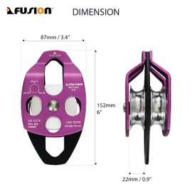 Fusion Climb Secura Double Aluminum Side Swing Pulley Purple