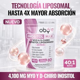 Inositol Max Liposomal Premium 40:1 Myo y D-Chiro con Ácido Alfa Lipoico, Vitex y Prebioticos | Tecnología Liposomada, Alta Absorción | Polvo Sin Sabo
