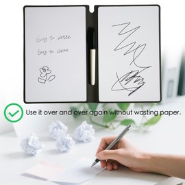 Portable Small Dry Erase Board Whiteboard Notebook Handheld, Reusable White Board Dry Erase Notebook for Desk, at Home Office Study Essentials-9.5" x 6.6" (Pink)