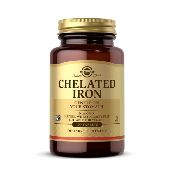Solgar Chelated Iron 100 Count Mineral Supplement for Cardiovascular Health
