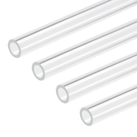 DMiotech Set of 4 7mm x 10mm (0.3" x 3/8") Clear Acrylic Pipes Rigid Plastic Tubes 10" Aquarium Pipes for Water Cooling System Plumbing