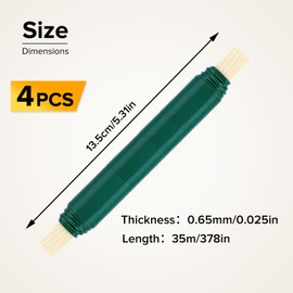 Set of 4 Green Binding Wire, Sturdy Flower Wire, 0.65 mm, Winding Wire on Wooden Spool, Craft Wire, Thin and Versatile, Ideal for Plant Attachment, Crafts and Decoration
