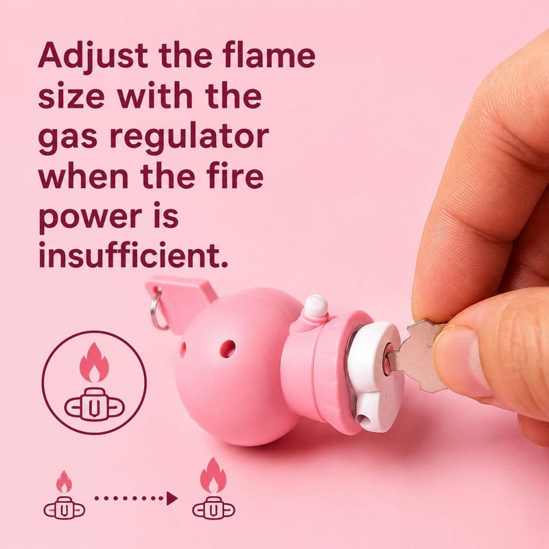 LOOSLOON Bear Torch Lighter with Pink Flame, Novelty Refillable Butane