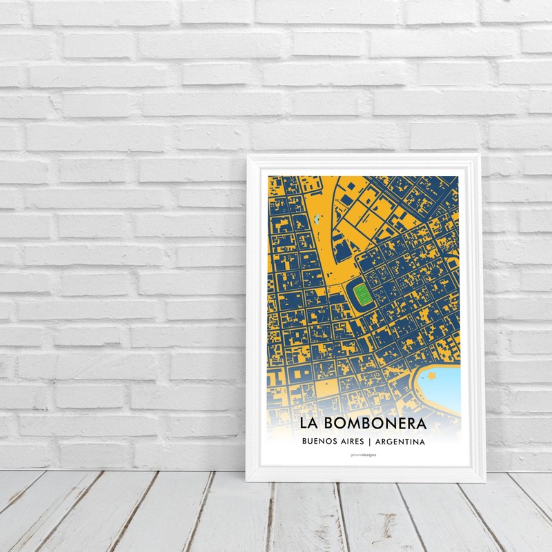 GroundDesigns BOCA JUNIORS Football Gift LA BOMBONERA Stadium Art Unframed