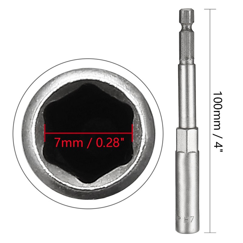 sourcingmap 2 Pcs 1/4" Quick-Change Hex Shank 7mm Nut Setter