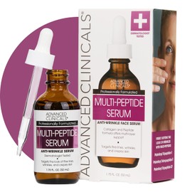 Advanced Clinicals Suero multipéptido para la cara | Suero facial de péptido de colágeno hidratante antienvejecimiento visible con vitamina E que ayuda a mejorar el aspecto de arrugas, hinchazón y