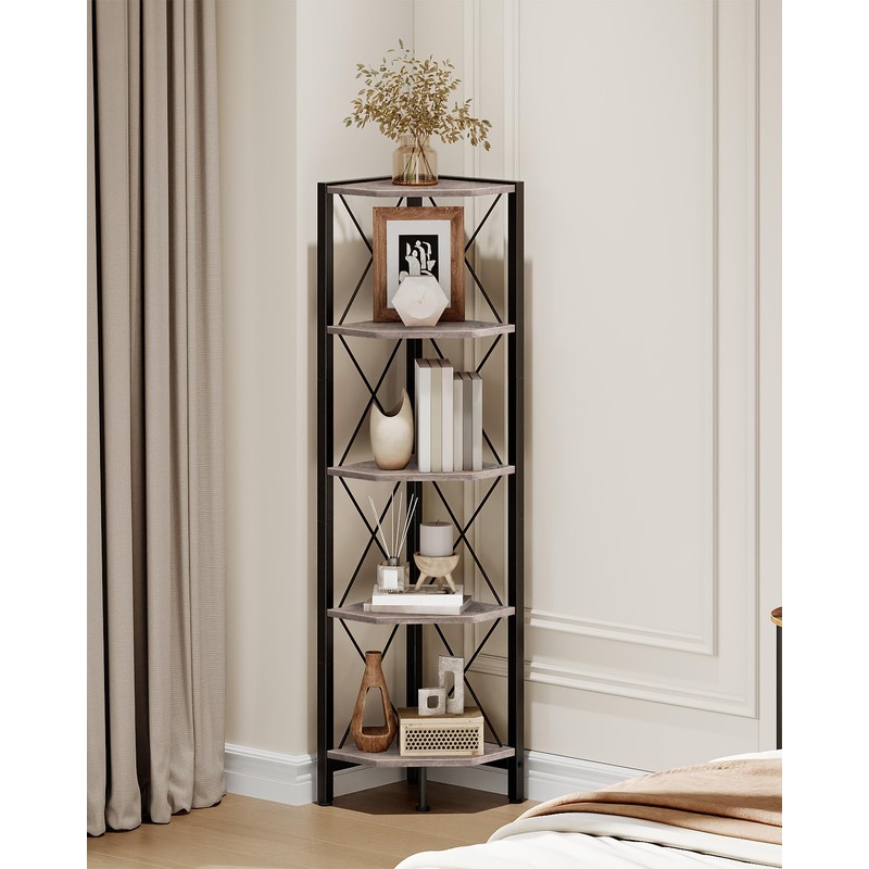 CHOEZON 5-Tier Corner Shelf, Corner Bookcase, 55.2" Tall Vertical Display