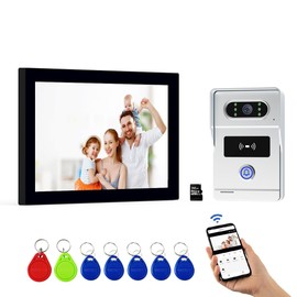 Xavhal Intercoms Wireless for Home, Video intercom System for Home,1080P doorbell Camera, Smart Video Doorbell with 10-inch Monitor, Video Intercom Two-Way Audio, Tuya App, Night Vision (Silvery)