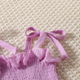 DYKATE Toddler Baby Girl Clothes Sleeveless Tie-Up Ruffle Tops Linen Pants Set Infant Summer Outfits