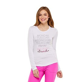HeartSoul Women Underscrubs Long Sleeve Knit Tee HS625, M, White