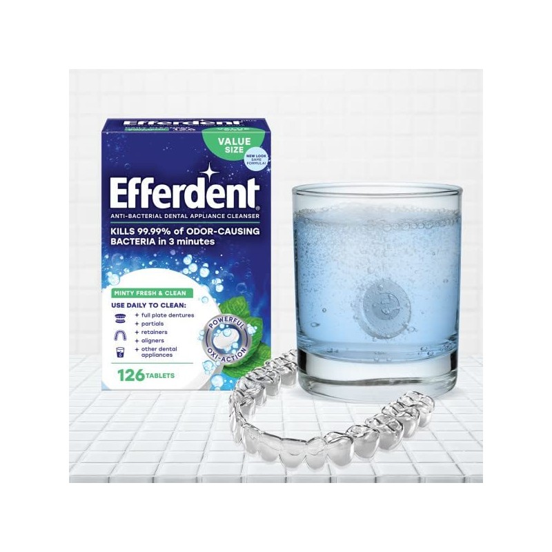 Efferdent Retainer Cleaning Tablets, Denture Cleaning Tablets for Dental Appliances,